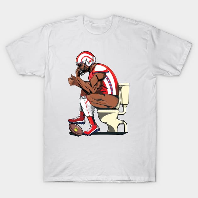 American Football Player on the Toilet T-Shirt by InTheWashroom